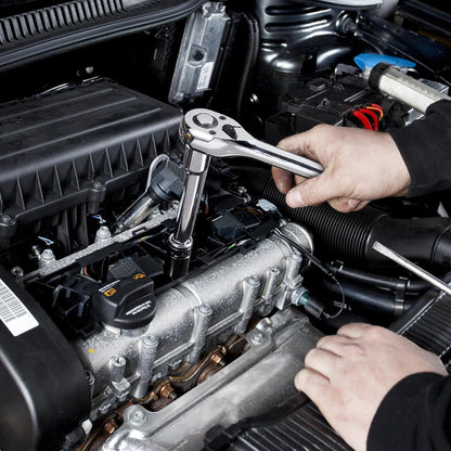 Mechanics Tool Set, 205 Pcs SAE and Metric Sockets, 1/4" 3/8" 1/2" Drive Deep and Standard Sockets, Chrome Vanadium Steel, Polyethylene