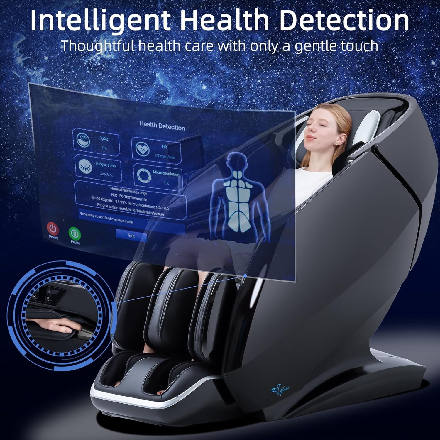 A860 Full Body 4D Massage Chair-Health Detection,Dual-Core System, 125°-166° I-Open Flexible Rail,Top Grain Genuine Cowhide,Customizable Programs,App Control, AI Voice Control, 20+5 Modes(Deep Black)