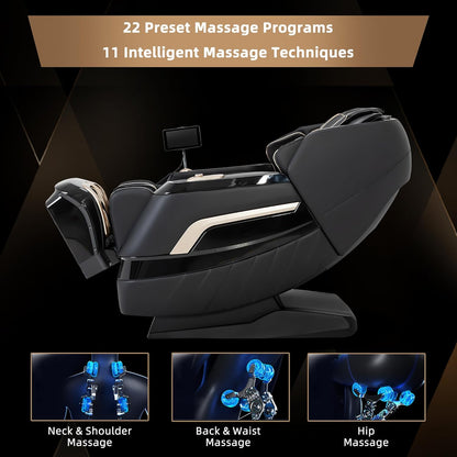 A66 4D Full Body Massage Chair – Made in the U.S.A. with U.S. & Imported Material, SL Track, Yoga Stretch, Zero Gravity, AI Voice Control, Heating, Automatic Footrest