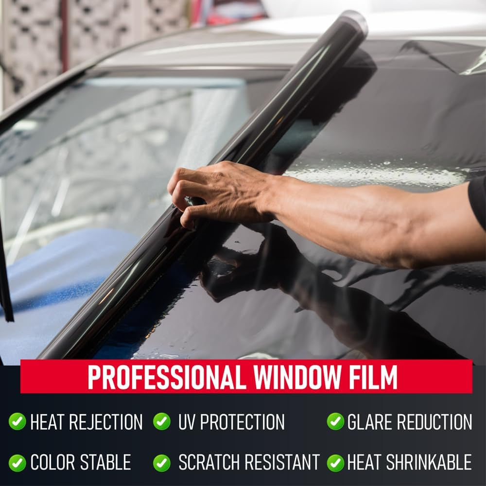 United Window Tint 20" in 100'Ft Nano Carbon Film 2Ply Charcoal 35% VLT - Clear PET Privacy Window Tint for Car, Home, Blocks UV/IR Rays, Reduce Heat & Glare- Adhesive Film - Lifetime Color Stability