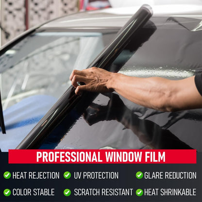 United Window Tint 20" in 100'Ft Nano Carbon Film 2Ply Charcoal 35% VLT - Clear PET Privacy Window Tint for Car, Home, Blocks UV/IR Rays, Reduce Heat & Glare- Adhesive Film - Lifetime Color Stability