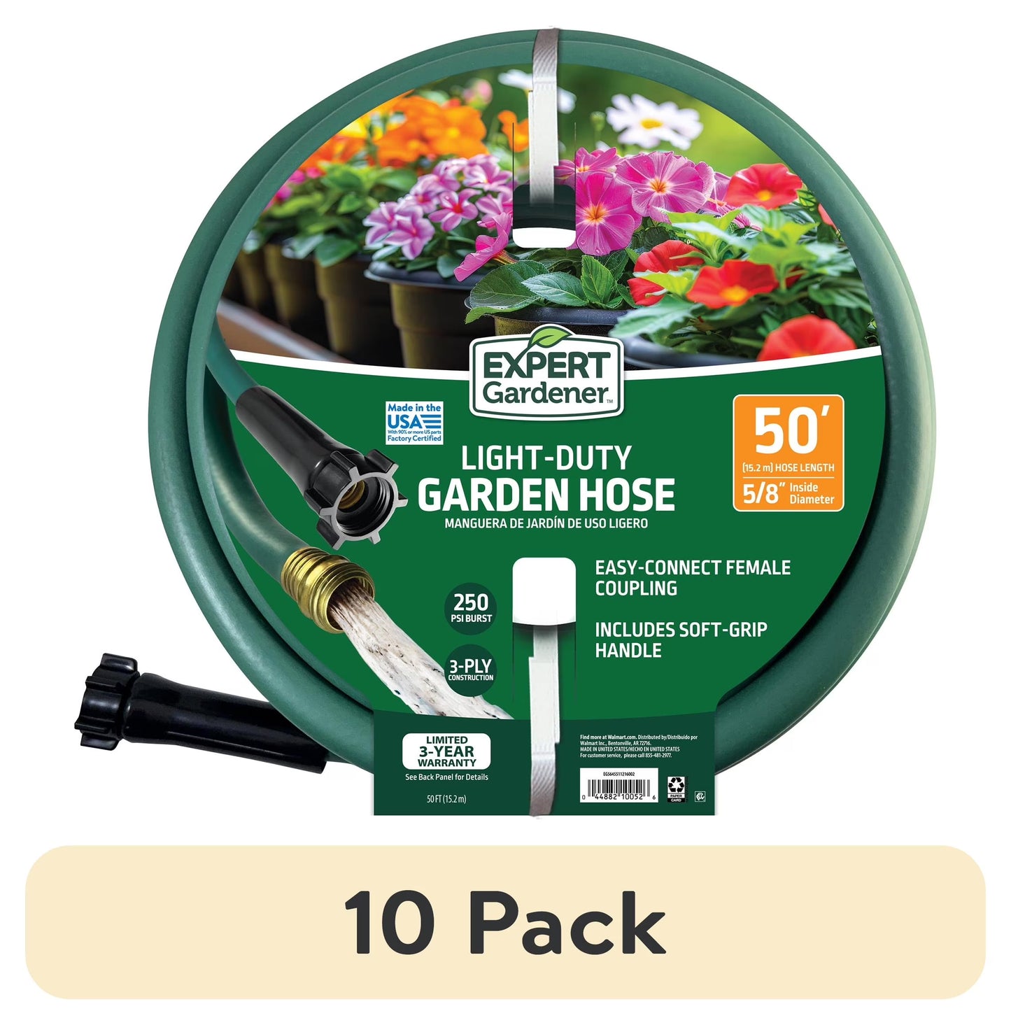 (10 Pack)  5/8-Inch X 50-Foot Light Duty Garden Hose