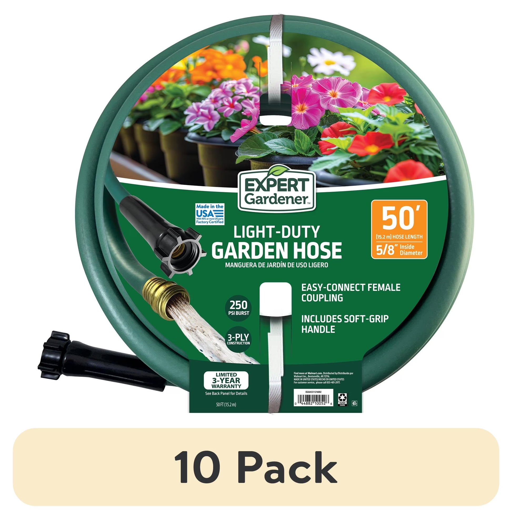 (10 Pack)  5/8-Inch X 50-Foot Light Duty Garden Hose