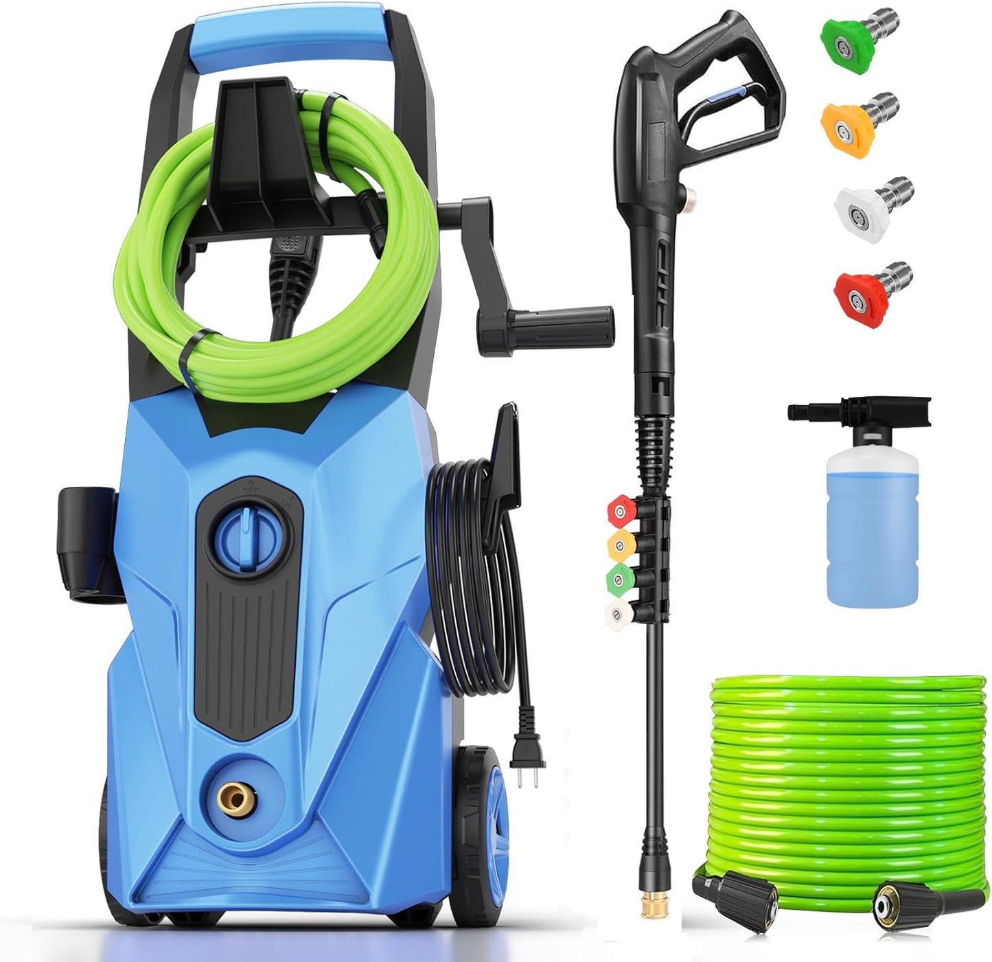 2025 New 5000PSI Electric Pressure Washer, Power Washer with 33FT Resistant Extension Hose and 4 Nozzles, Compatible with Undercarriage Cleaners, Professional Powerwashers for Home/Car(Green)