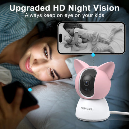 2K Baby Monitor, 5G/2.4G Wifi Indoor Security Camera, 360°Pan/Tilt Baby Monitor with Camera and Audio, Night Vision, 2-Way Audio