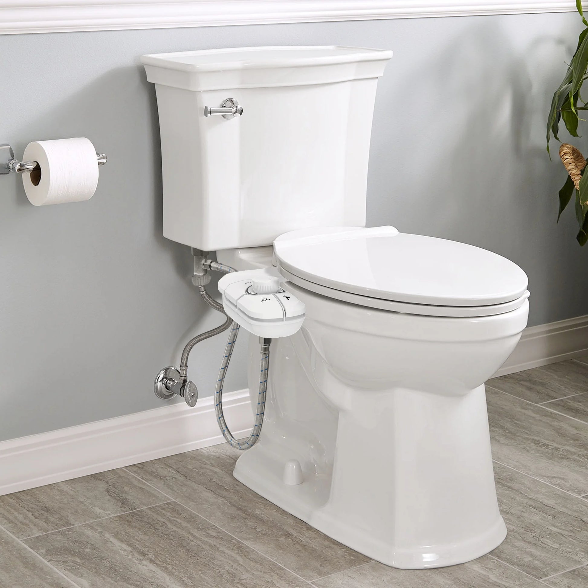 Bidet Attachment for Toilet, Self Cleaning Dual Nozzles, Adjustable Water Pressure, Frontal & Rear Wash, Non-Electric Fresh Water Bidet Toilet Seat Attachment B017