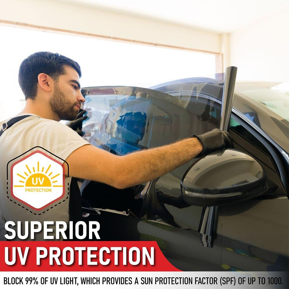 United Window Tint 20" in 100'Ft Nano Carbon Film 2Ply Charcoal 35% VLT - Clear PET Privacy Window Tint for Car, Home, Blocks UV/IR Rays, Reduce Heat & Glare- Adhesive Film - Lifetime Color Stability