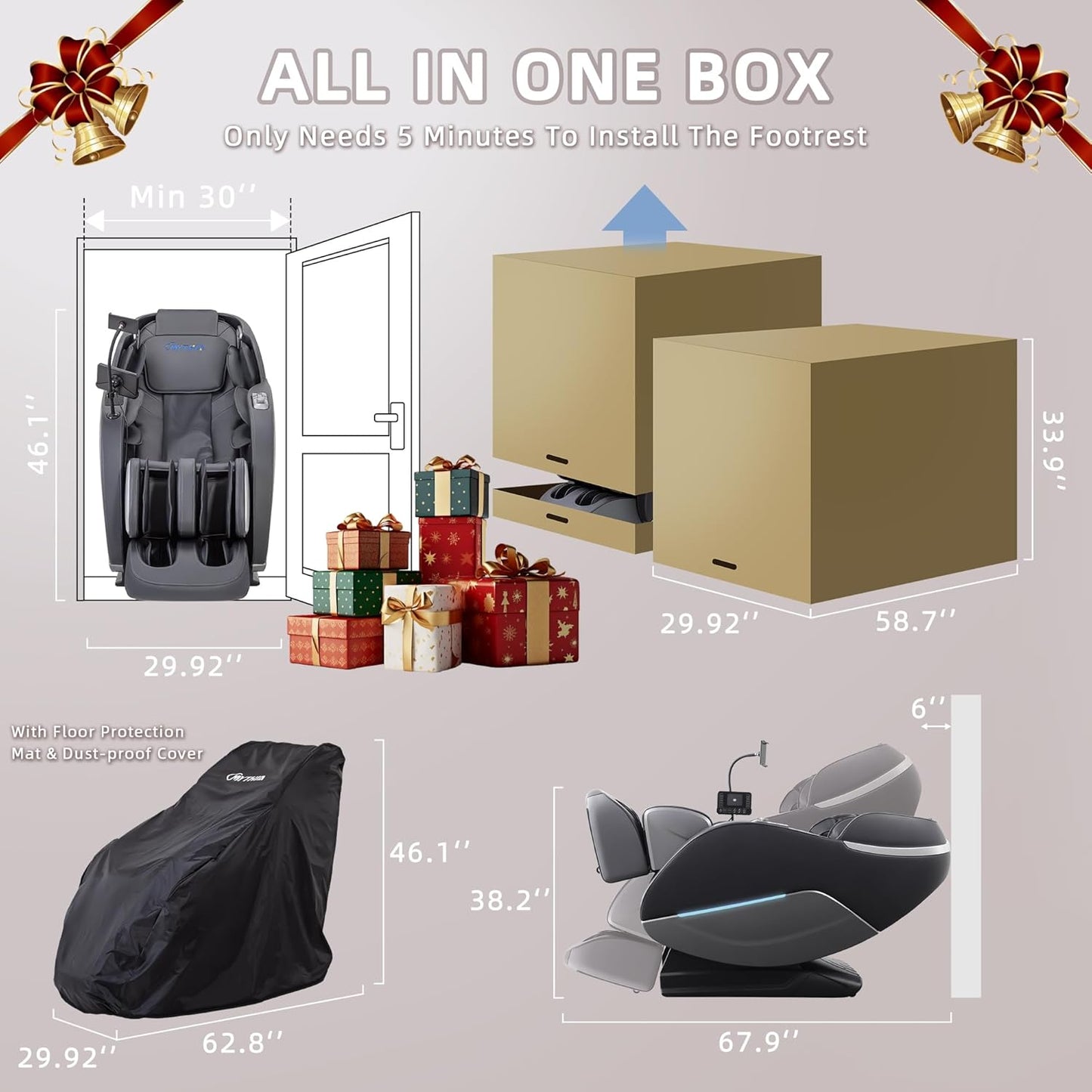 2026 A303C Massage Chair, Full Body Zero Gravity Recliner with SL Track, Body Scan, 12 Auto Modes, Lumbar Heat, Bluetooth App, Wireless Charge, and Foot Rollers for Home and Office (Black)