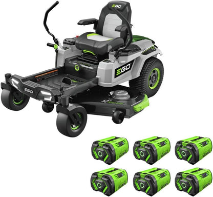 Electric Riding Lawn Mower, 52" Deck with Zero Turn Radius, Includes (6) 56V 12.0Ah Batteries and Charger - ZT5207L