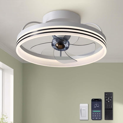 Ceiling Fans with Lights, Flush Mount Ceiling Fan with Lights and Remote, 6 Wind Speeds Smart Low Profile Ceiling Fan for Bedroom, Kids Room and Living Room 20" (Black)