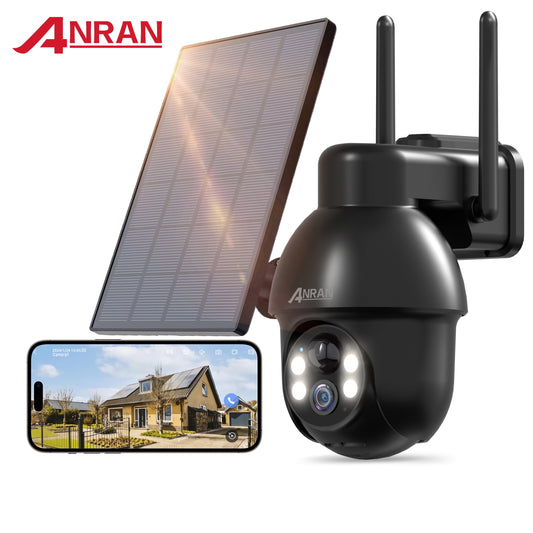 2K Security Camera Wireless Outdoor, Solar Outdoor Camera with 360° View, Smart Siren, Spotlights, 3MP Color Night Vision, AI Human Detection, 2-Way Talk