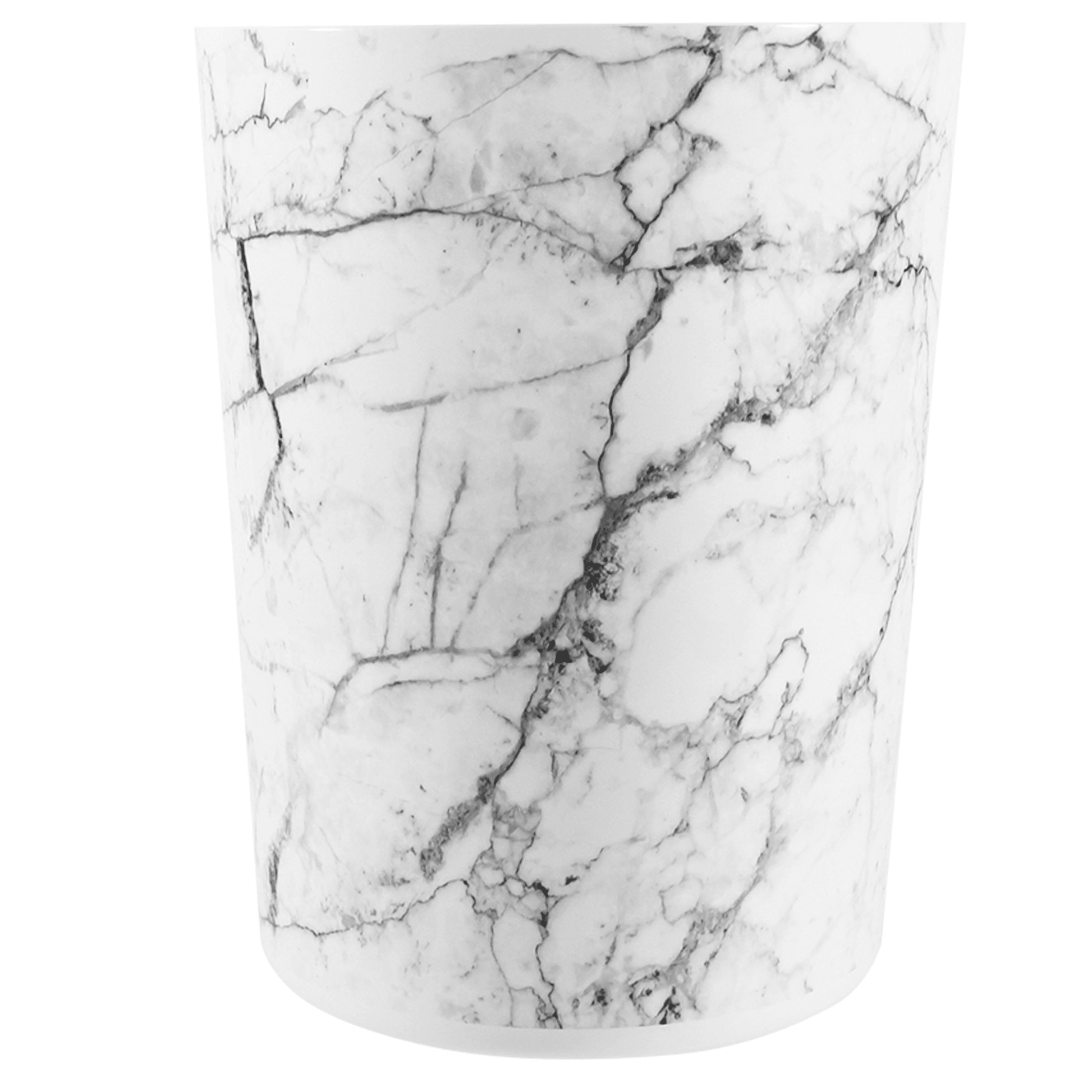 Bathroom Trash Can, 5 Gallon Marble Plastic Garbage Bucket Bin with No Lid, White