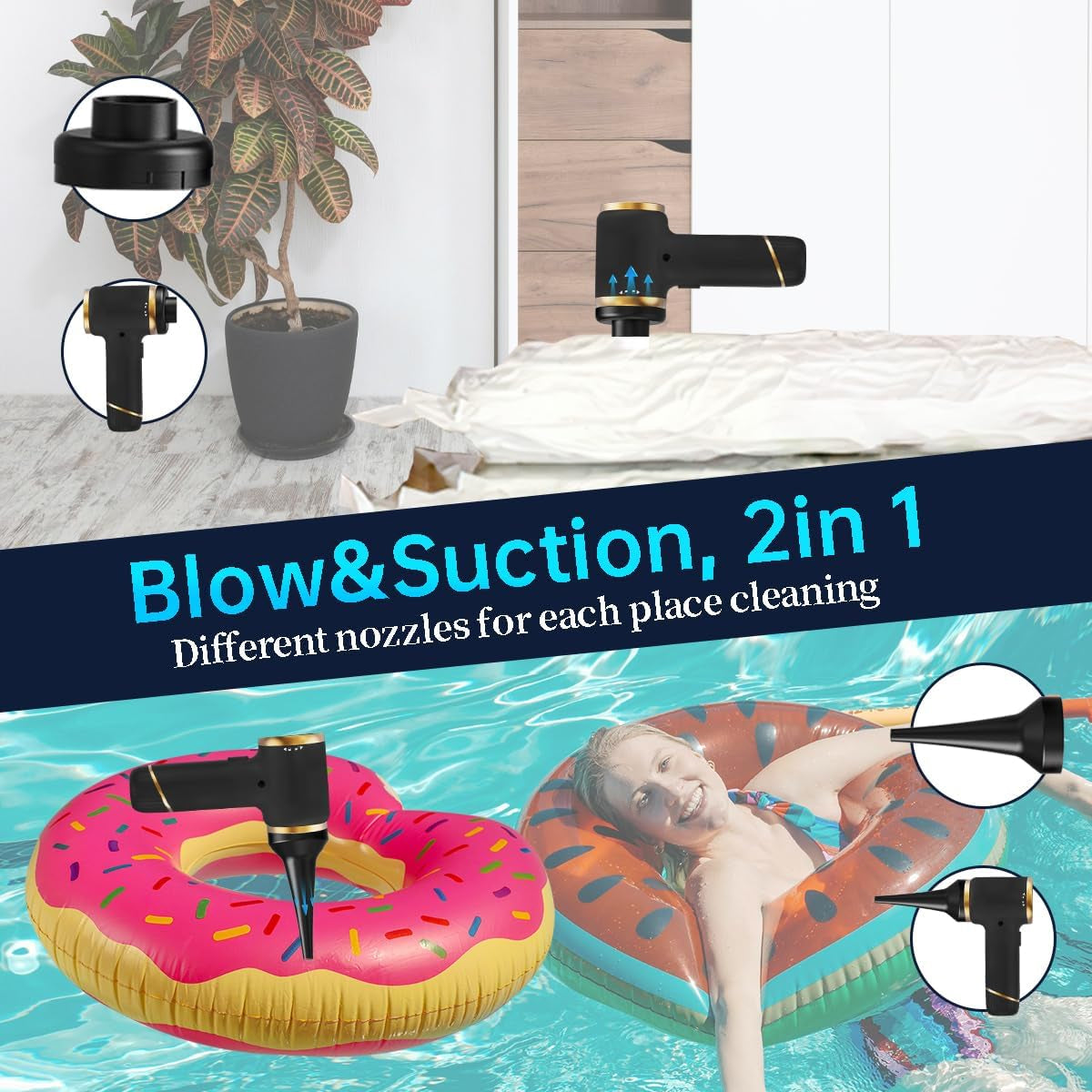 Handheld Vacuum Cleaner 15000PA Strong Suction Portable Car Vacuum Cordless for Home, Car, Pet Hair. Black.