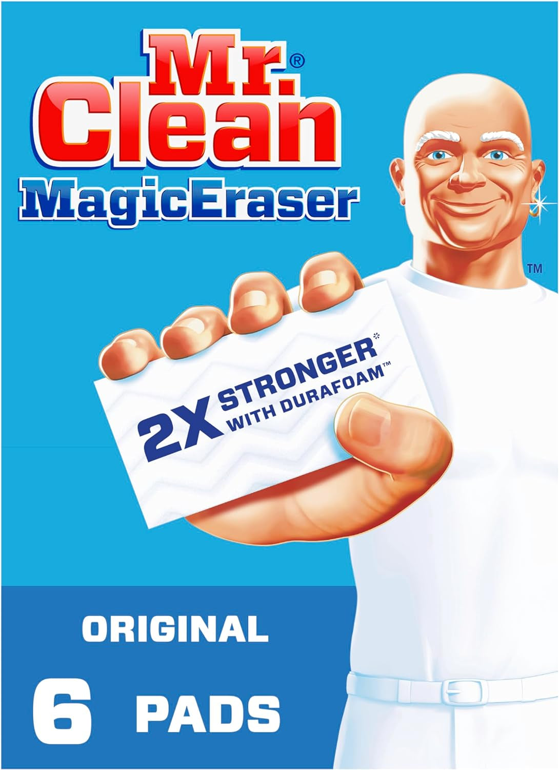 Magic Eraser Original Cleaning Pads, Multi Purpose Cleaner, Bathroom Cleaning Supplies, All Purpose Cleaner, White, 6 Count