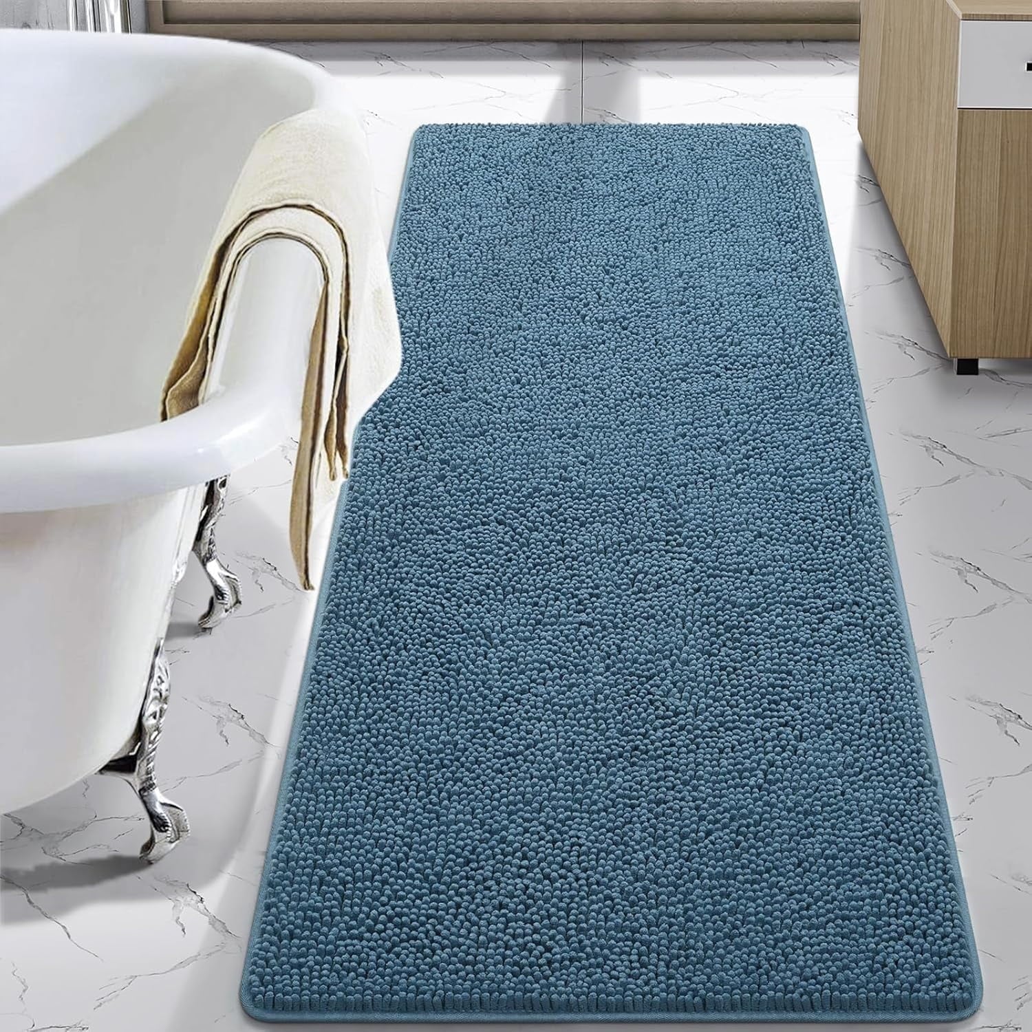 Luxury Soft Bathroom Non-Slip Rug Shaggy Bath Mat,24"X36",Gray