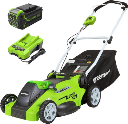 40V 16" Cordless Lawn Mower, Ultra-Light Push Mower with 4.0Ah Battery & Charger(75+ Tool Compatibility, 45Min Runtime)