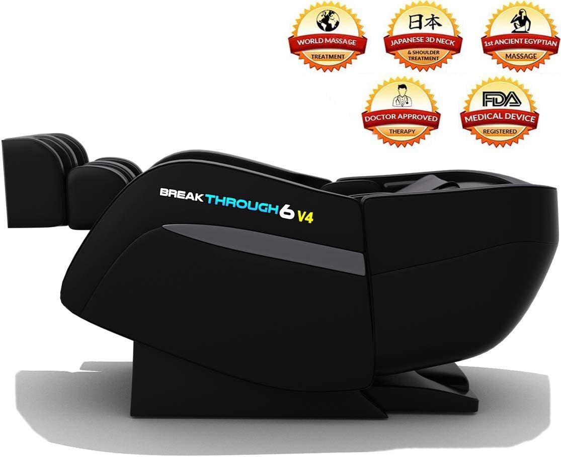 6 V4 Recliner 3D Massage Chair | Zero Gravity with Heating | Deep Tissue Shiatsu Full Body Massager | Yoga Stretch | Pain Relief | Full Foot Massager | Perfect Luxury Gift (Black)