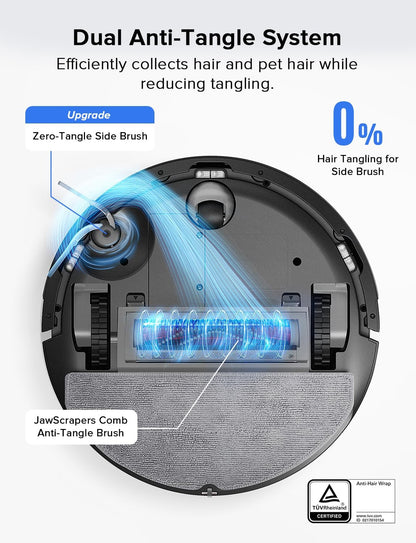 Q7 L5 Robot Vacuum and Mop Combo, 8,000Pa Suction, Upgraded from Q5 Pro, Dual Anti-Tangle System, Lidar Navigation, Multi-Level Mapping, Self-Charging Robotic Vacuum Cleaner, Black