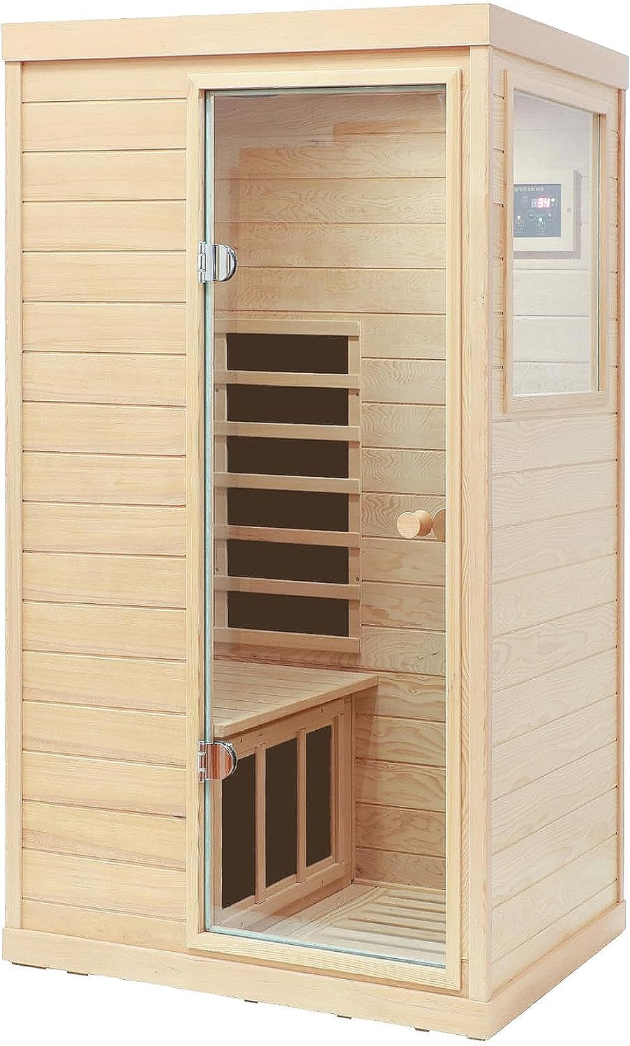 Outdoor Sauna 3 Person Infrared Sauna, Infrared Saunas for Home, 1950W Low EMF Far Infrared Sauna Old Fir Wooden Sauna with Beauty Red Light, Foldable Seat, Bluetooth, Chromotherapy Lamp, 20Amps