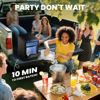 Nugget Ice Maker Countertop, 44Lbs per Day Chewable Pebble Nugget Ice Machine with Touch Screen for Home, Kitchen, Office, Stainless Steel, Black