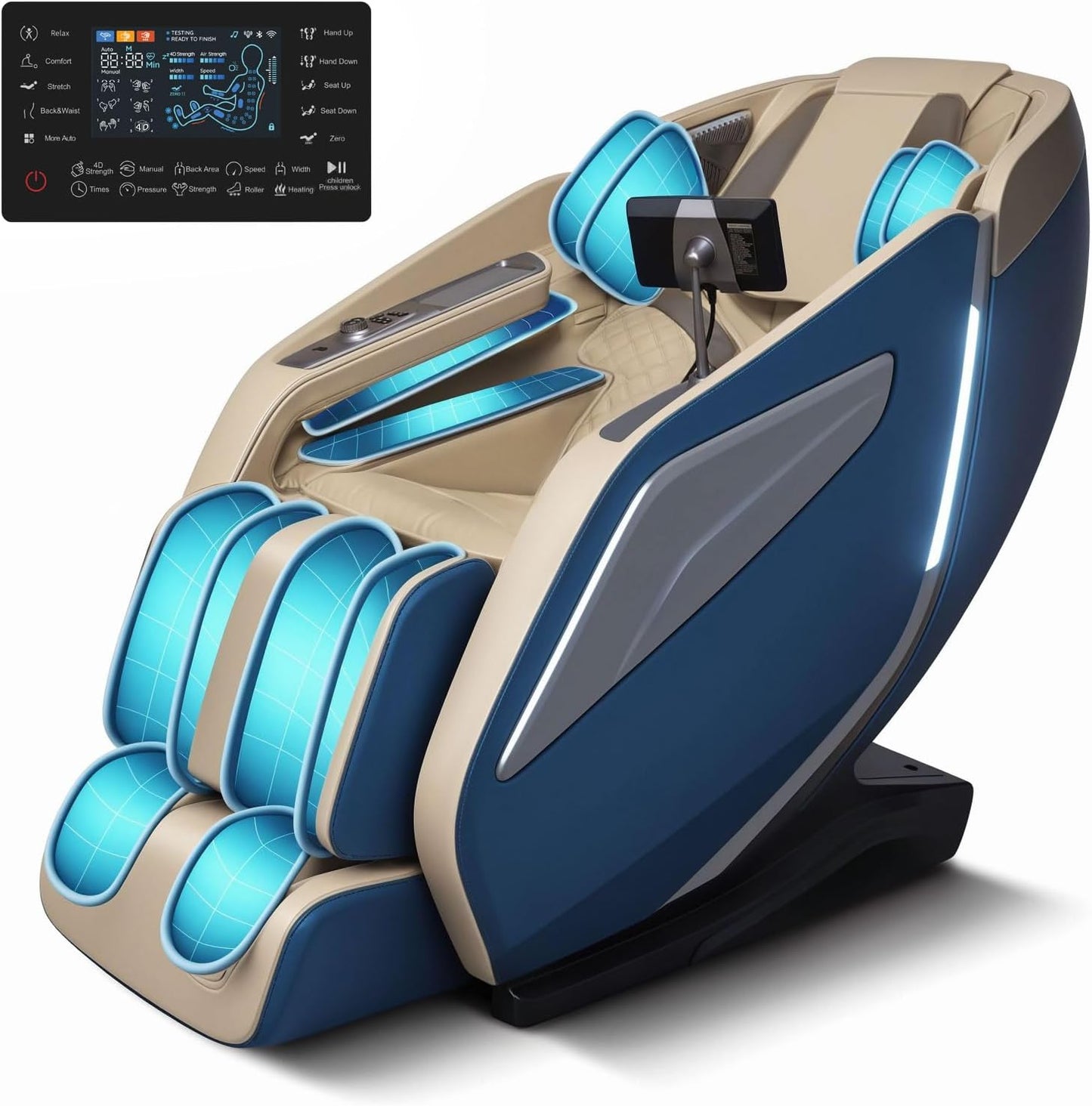 Full Body Zero Gravity Massage Chair with Body Scan 4D Intelligent Shiatsu Strecth Massage, Back/Leg Heated with AI Voice Control Bluetooth Speaker Airbags SL Track Massage Black