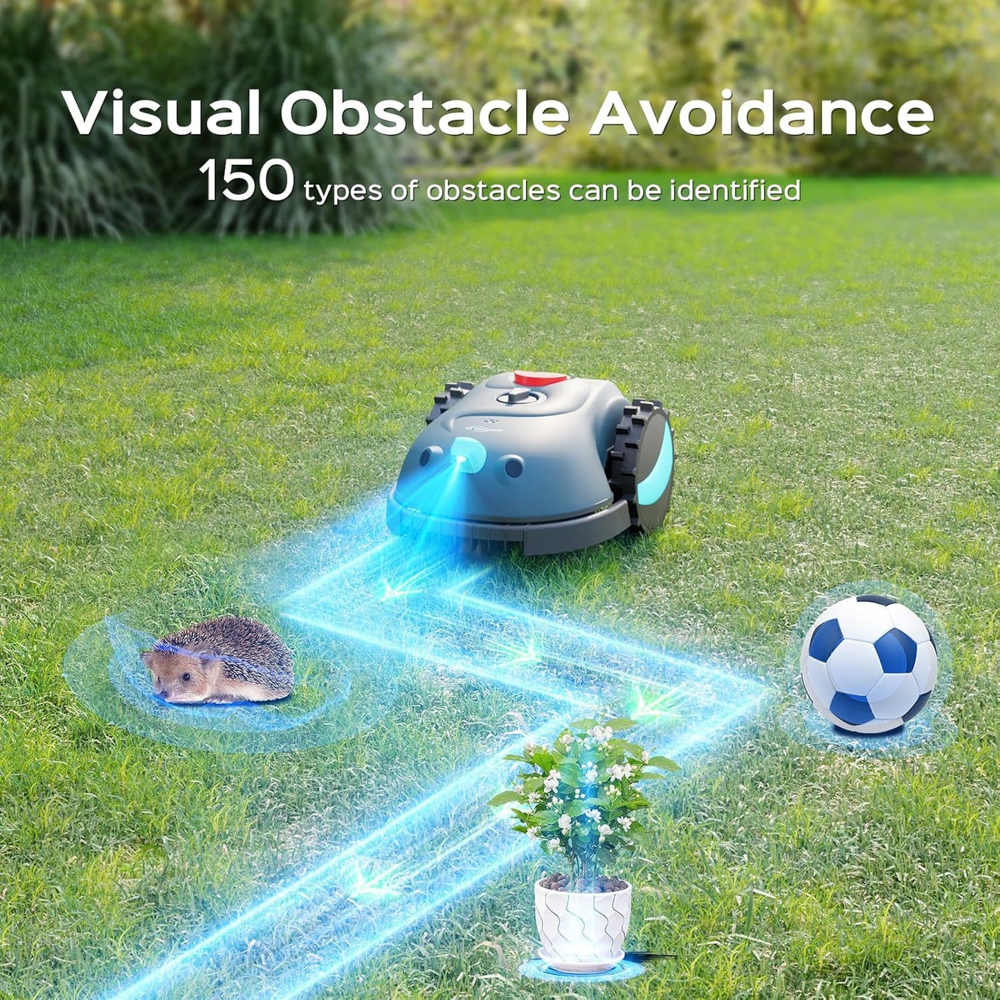 V100 Robotic Lawn Mower, HD Visual Navigation, Smart Obstacle Avoidance & Precision Collision Sensors, Adjustable Cutting Height, Quiet Operation, Ideal for Small Lawns up to 1,600 Sq Ft