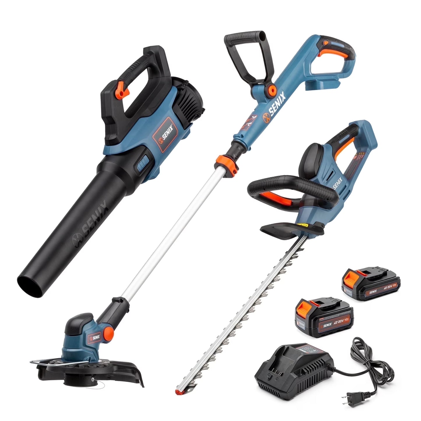 20V 3-Tool Kit, 10-Inch String Trimmer, Leaf Blower & 18-Inch Hedge Trimmer (2 Ah, 4 Ah Battery and 2A Charger Included) S2K3B2-01