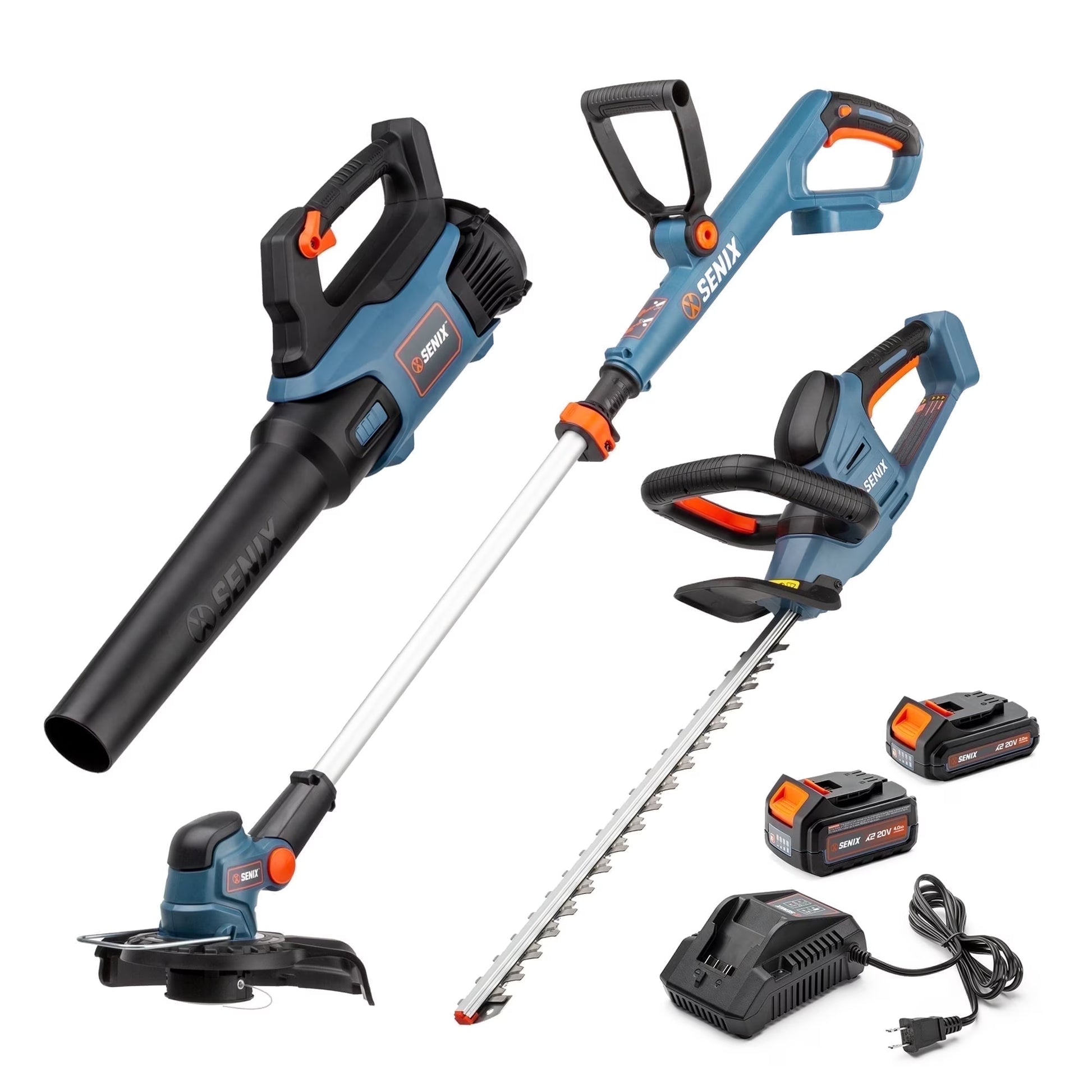 20V 3-Tool Kit, 10-Inch String Trimmer, Leaf Blower & 18-Inch Hedge Trimmer (2 Ah, 4 Ah Battery and 2A Charger Included) S2K3B2-01