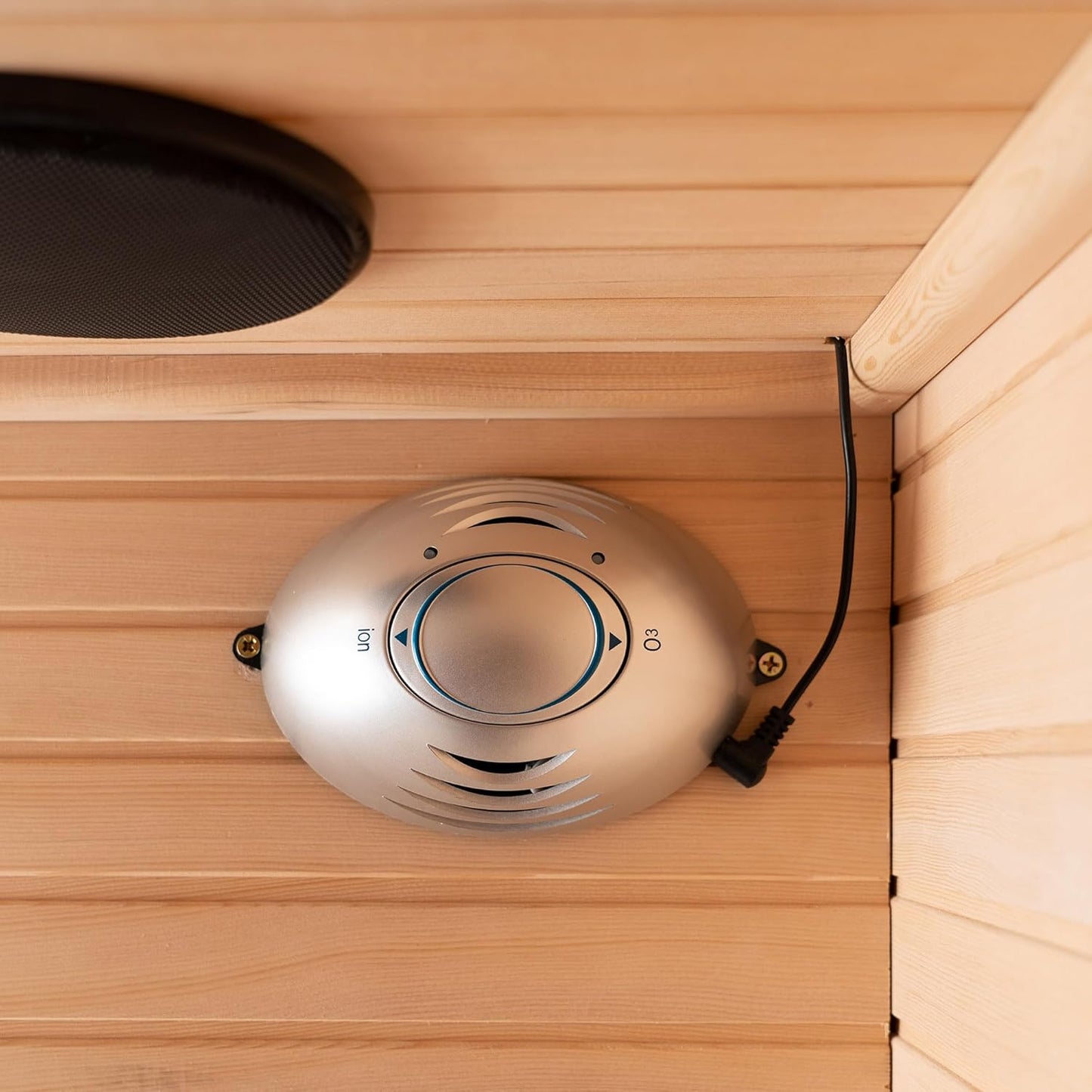 Infrared Home Sauna Room 1 Person Hemlock Wooden Indoor Sauna,7 Carbon 1560W/120V Heaters,With Led Color Therapy Light,Bluetooth Speaker,Tempered Glass,Touch-Tone Keypad and a Top Vent