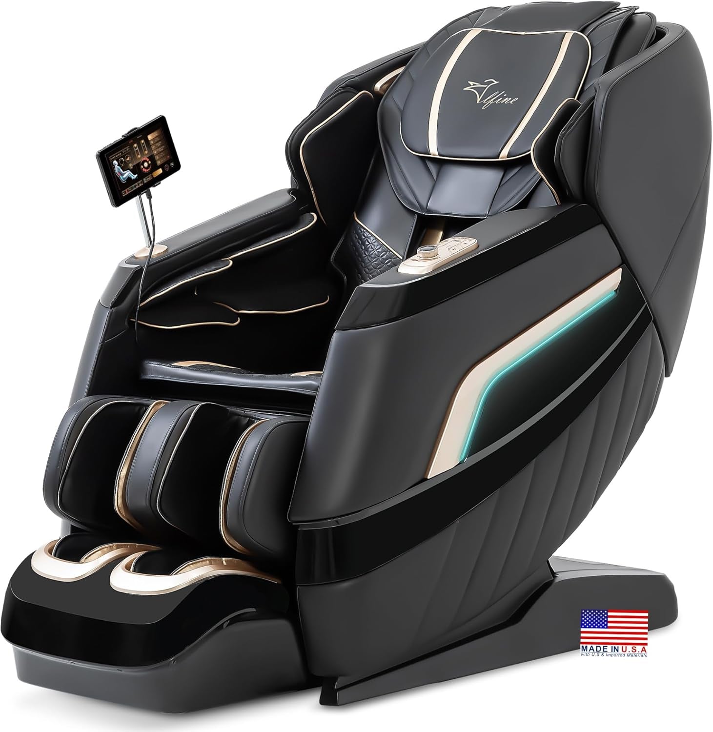 A66 4D Full Body Massage Chair – Made in the U.S.A. with U.S. & Imported Material, SL Track, Yoga Stretch, Zero Gravity, AI Voice Control, Heating, Automatic Footrest
