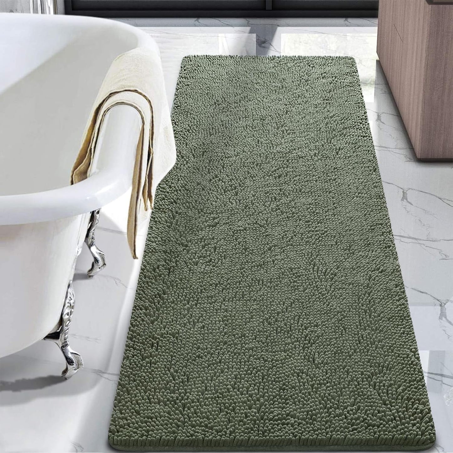 Luxury Soft Bathroom Non-Slip Rug Shaggy Bath Mat,24"X36",Gray