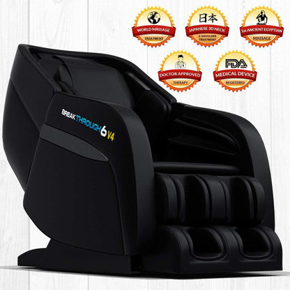 6 V4 Recliner 3D Massage Chair | Zero Gravity with Heating | Deep Tissue Shiatsu Full Body Massager | Yoga Stretch | Pain Relief | Full Foot Massager | Perfect Luxury Gift (Black)