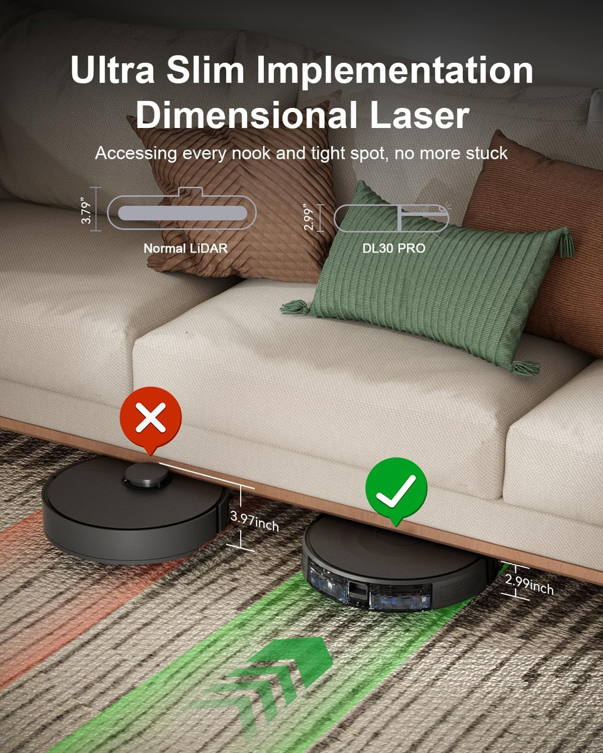 DL30 Pro Robo Vac and Mop Combo, Lidar Navigation with Mapping, Hard Floor Cleaning, 9000Pa Suction