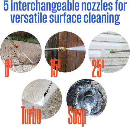 Epx3500 Electric Pressure Washer, 2500 Max PSI 1.76 Max GPM with Anti-Tipping Technology, Onboard Soap Tank, Pro-Style Steel Wand, 5-Nozzle Set, for Cars/Fences/Driveways/Home/Patios