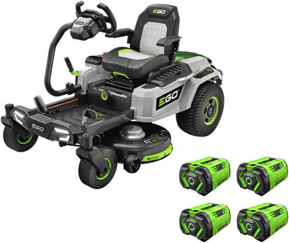 Electric Riding Lawn Mower, 42" Deck with Zero Turn Radius, Includes (4) 56V 12.0Ah Batteries and Charger - ZT4205S