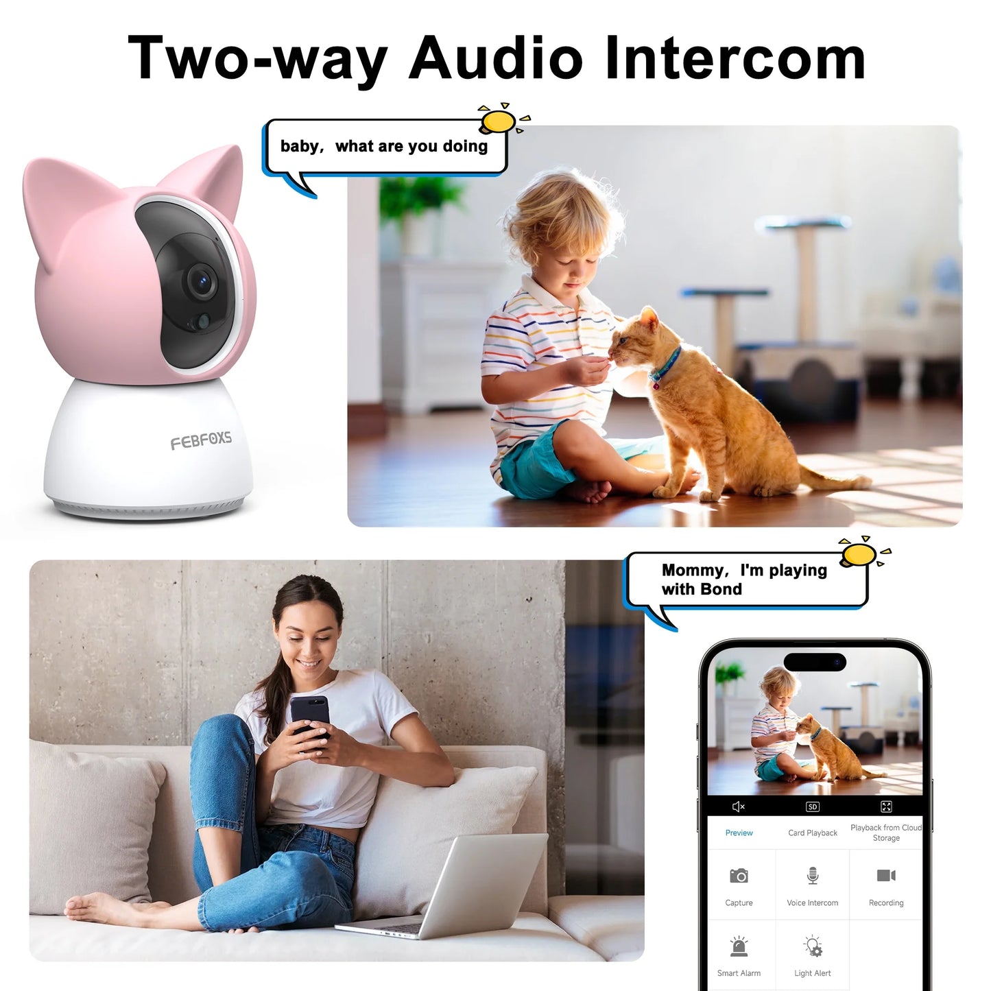 2K Baby Monitor, 5G/2.4G Wifi Indoor Security Camera, 360°Pan/Tilt Baby Monitor with Camera and Audio, Night Vision, 2-Way Audio