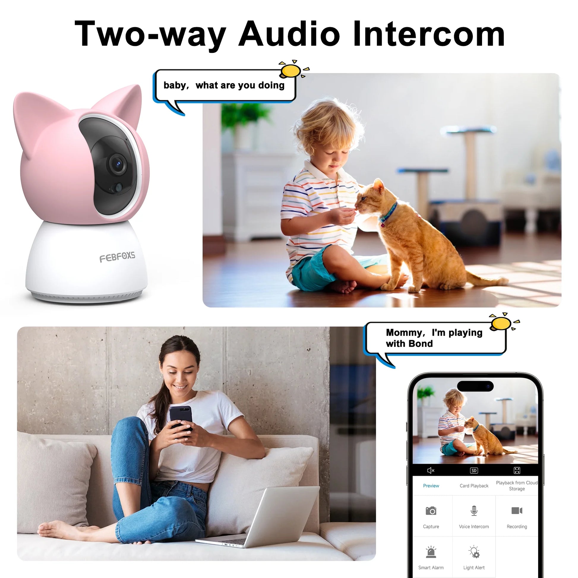2K Baby Monitor, 5G/2.4G Wifi Indoor Security Camera, 360°Pan/Tilt Baby Monitor with Camera and Audio, Night Vision, 2-Way Audio