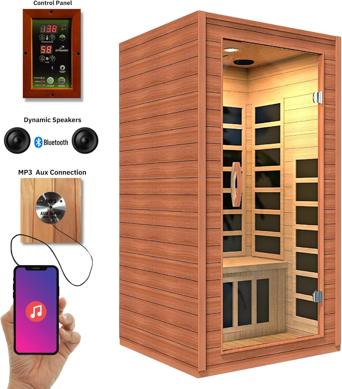 Dynamic Avila DYN-6103-01 Elite Ultra Low EMF (Under 3 MG) FAR Infrared Sauna - Curb Side Delivery