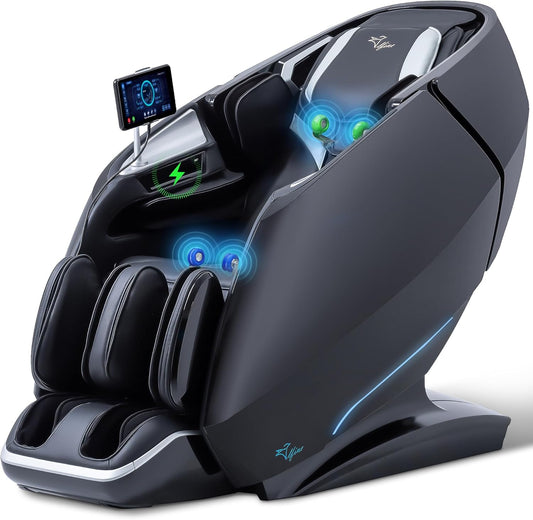 A860 Full Body 4D Massage Chair-Health Detection,Dual-Core System, 125°-166° I-Open Flexible Rail,Top Grain Genuine Cowhide,Customizable Programs,App Control, AI Voice Control, 20+5 Modes(Deep Black)