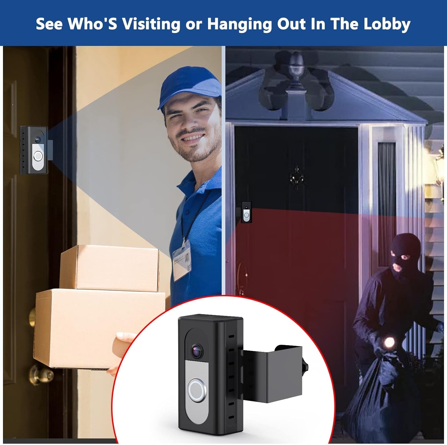 Anti-Theft Video Doorbell Mount Compatible with Ring/Blink Wireless Video Doorbell, Adjustable Mounting Bracket Accessories for Houses, Apartments, Businesses, Not for Security Door
