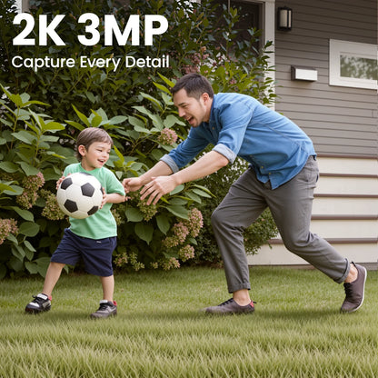 2K Solar Camera Wifi Outdoor Wireless with Spotligt, Waterproof, PIR Alert, Siren, Color Night Vision, Two-Way Audio, Works with Alexa