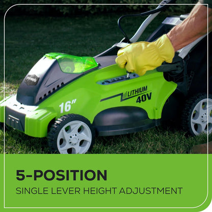 40V 16" Cordless Lawn Mower, Ultra-Light Push Mower with 4.0Ah Battery & Charger(75+ Tool Compatibility, 45Min Runtime)