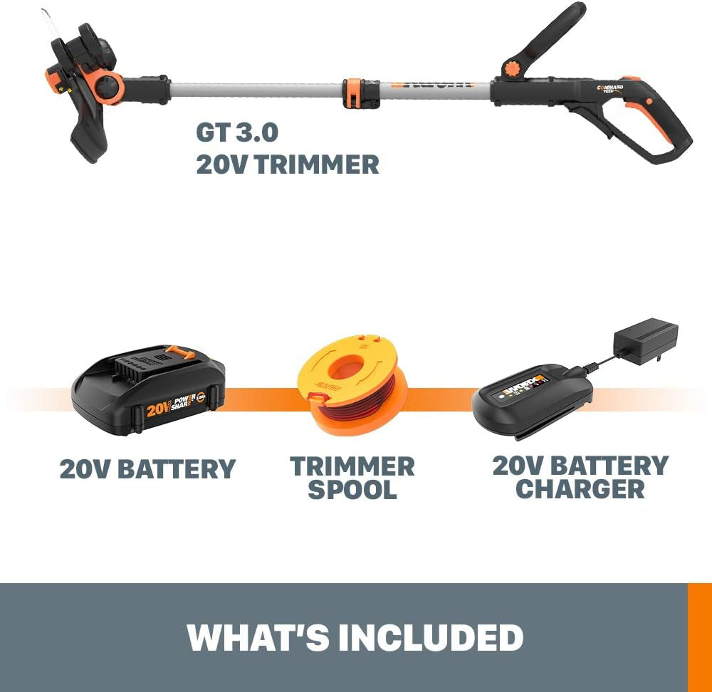 String Trimmer Cordless GT3.0 20V Powershare 12" Edger & Weed Trimmer (2 Batteries & Charger Included) WG163