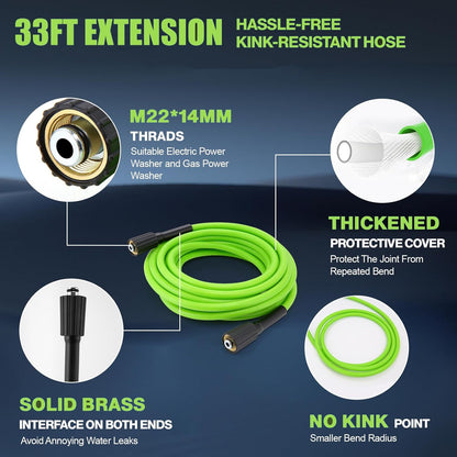 2025 New 5000PSI Electric Pressure Washer, Power Washer with 33FT Resistant Extension Hose and 4 Nozzles, Compatible with Undercarriage Cleaners, Professional Powerwashers for Home/Car(Green)