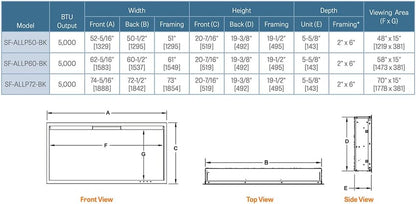 50-Inch Allusion Platinum Linear Electric Fireplace (SF-ALLP50-BK)