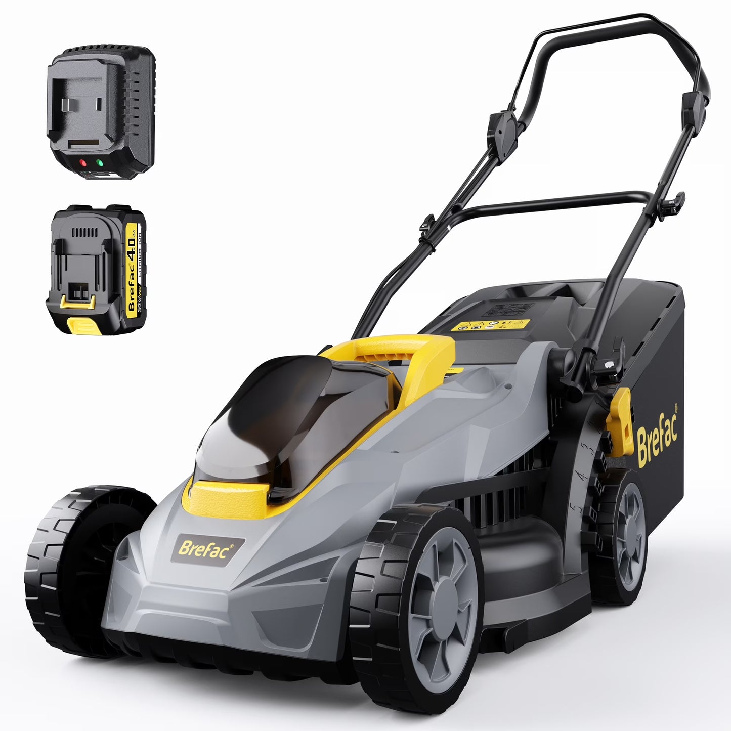 20V 13'' Cordless Lawn Mower - Versatile Grass Cutter with 4.0Ah Battery, 5 Height Settings & Durable Blades for Effortless Lawn Care