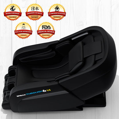 6 V4 Recliner 3D Massage Chair | Zero Gravity with Heating | Deep Tissue Shiatsu Full Body Massager | Yoga Stretch | Pain Relief | Full Foot Massager | Perfect Luxury Gift (Black)