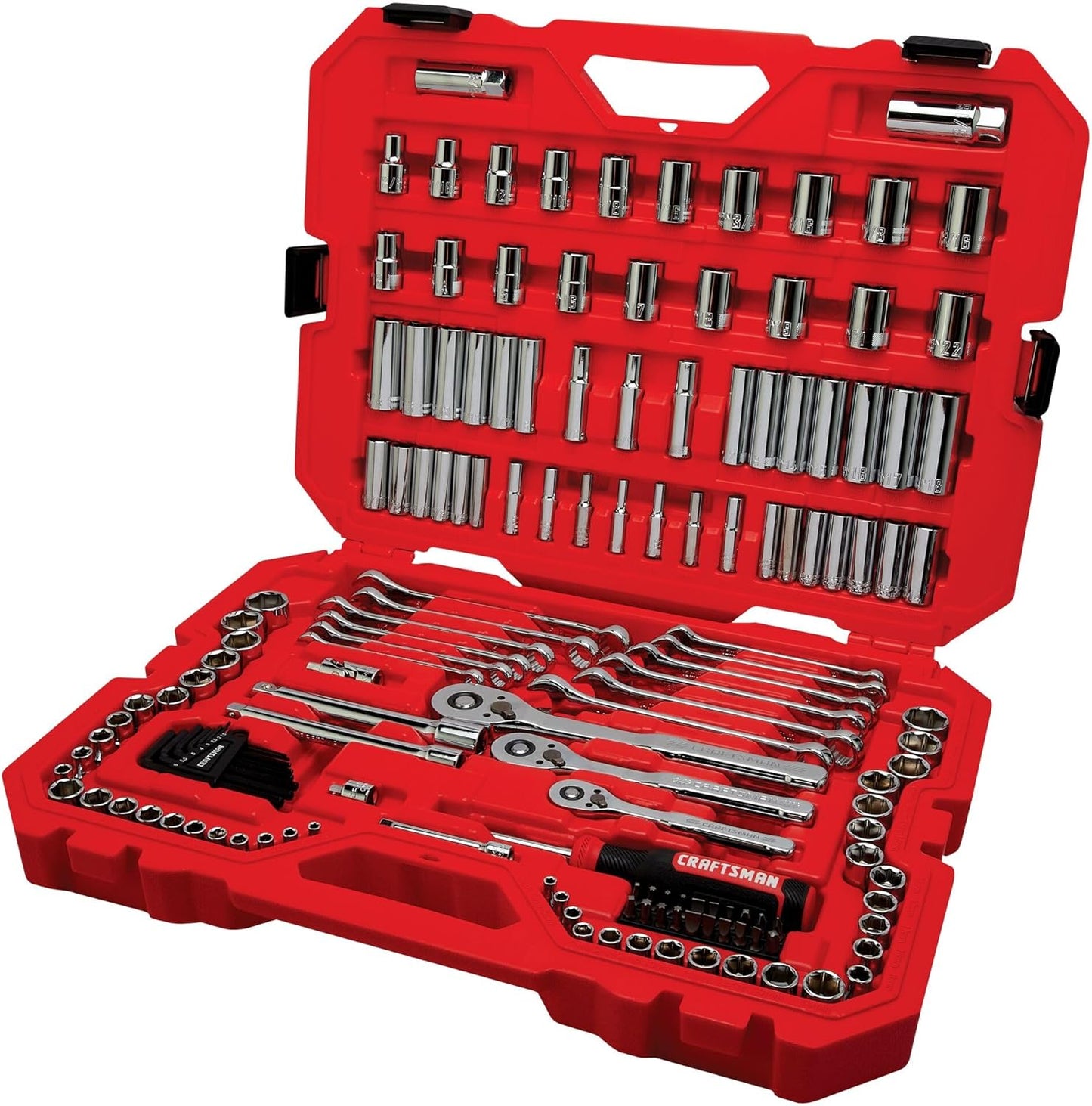 Socket Set, 159 Piece Socket Wrench Set Mechanics Tools 1/4-In., 3/8-In., and 1/2-In(, 6 Point and 12 Point (CMMT12125)