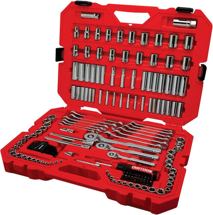 Socket Set, 159 Piece Socket Wrench Set Mechanics Tools 1/4-In., 3/8-In., and 1/2-In(, 6 Point and 12 Point (CMMT12125)