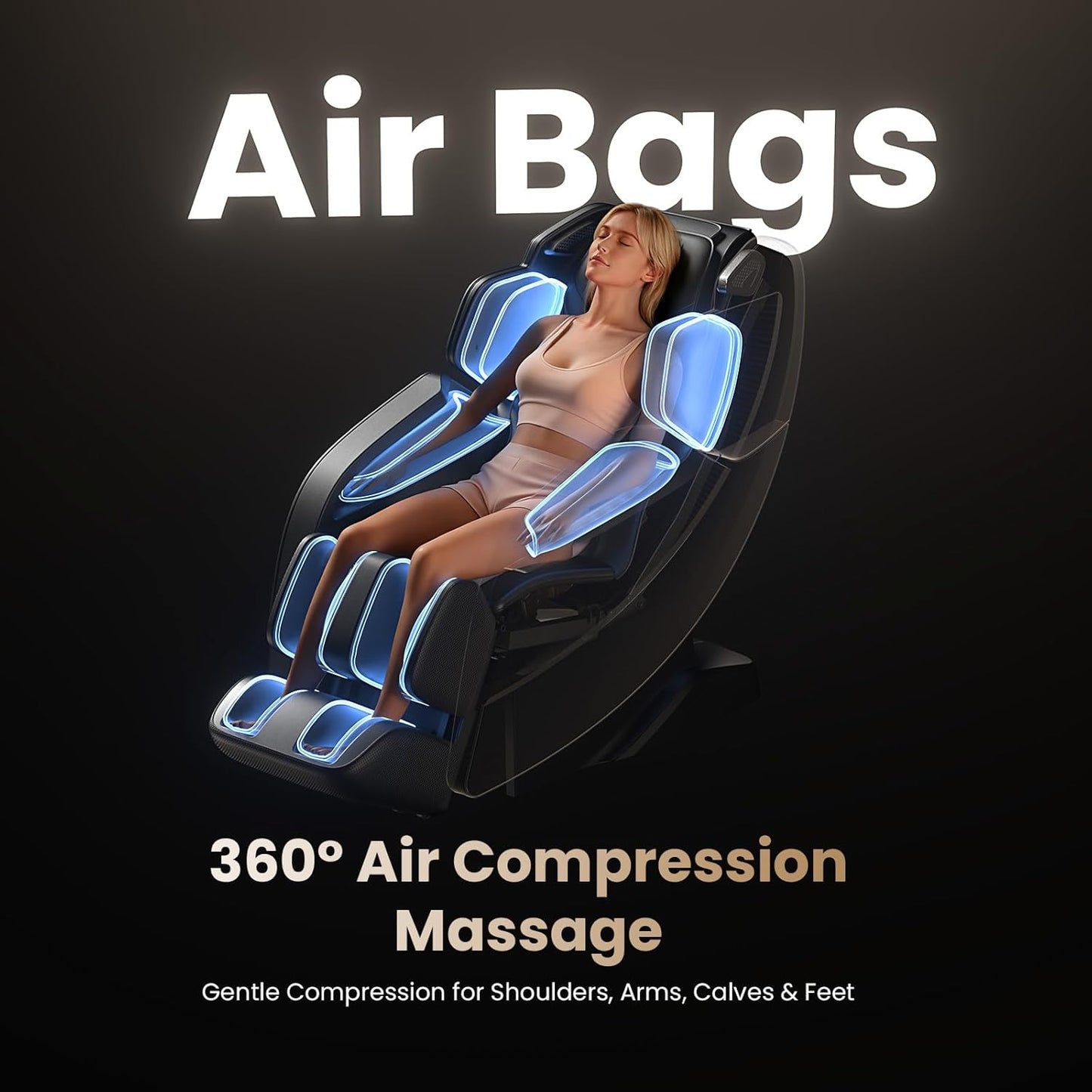 Massage Chair Full Body, Zero Gravity Sl-Track, 4D-Pro Massage with 19 Preset Modes & 11 Techniques, Back Heat, 16 Airbags, 3D Foot Rollers for Deep Tissue Relief in Home Office
